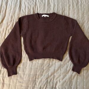 Altar'd State Maroon/ Brown Crew Neck cropped Sweater